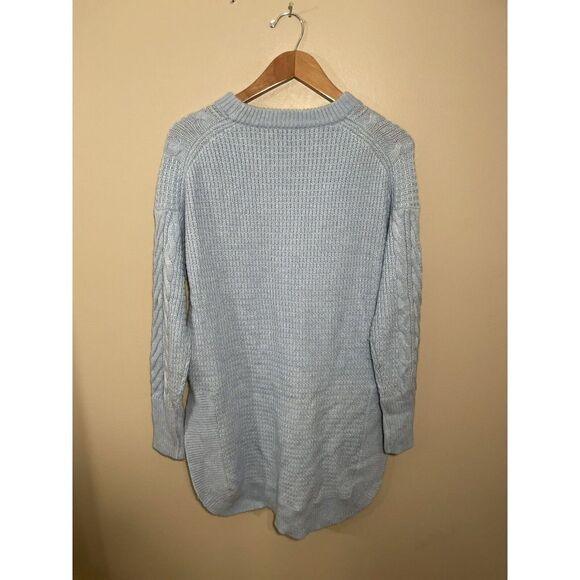 J.Crew Tunic Cable Knit Sweater Womens XS Crew Neck Wool Blend Blue - Picture 5 of 9